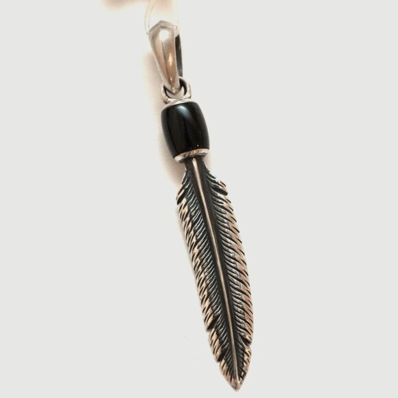 David Yurman Men's Feather Amulet in Silver Black Onyx - Picture 1 of 4